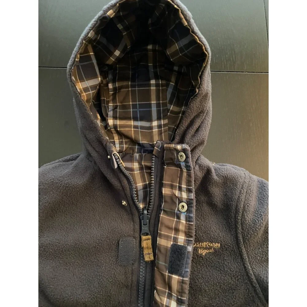 OshKosh B'Gosh Reversible All-Season Jacket Toddler‎ 12mth Plaid/Fleece Full-Zip
